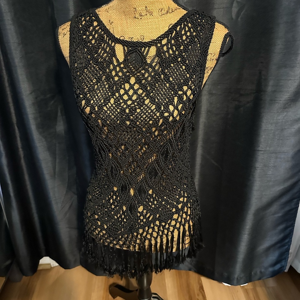 Polo by Ralph Lauren Black Crochet Tank Top - Picture 6 of 8